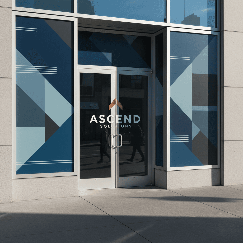 Commercial storefront with privacy film and professional branding