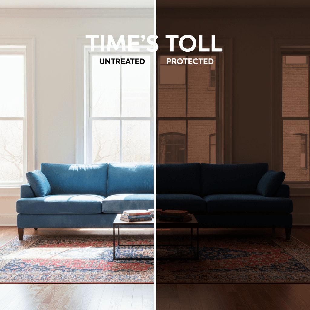 Interior furniture showing UV damage protection from window film