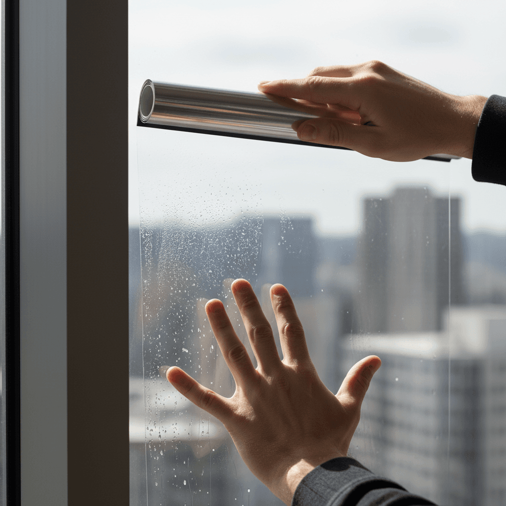 Professional window film installation demonstrating precision and expertise