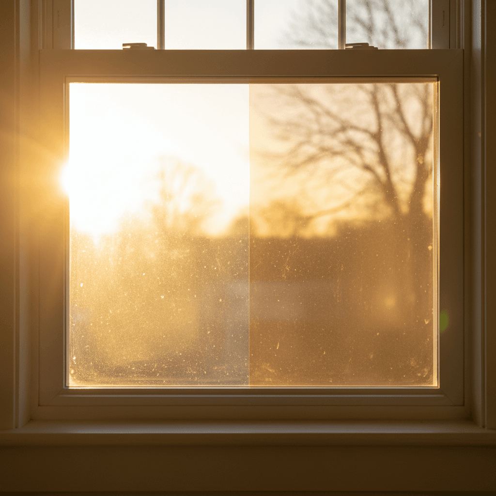 Window comparison showing heat reduction from tinted film